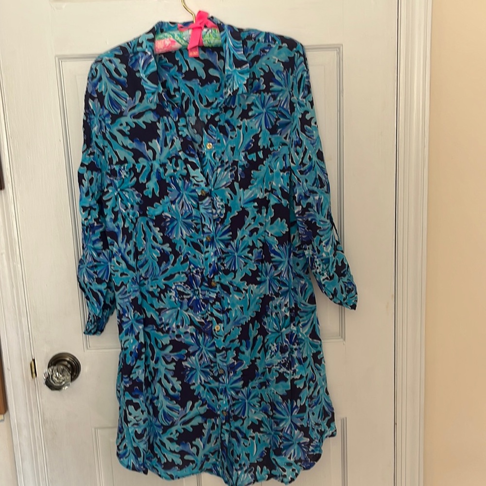 Rayon Natalie Lilly long sleeve coverup